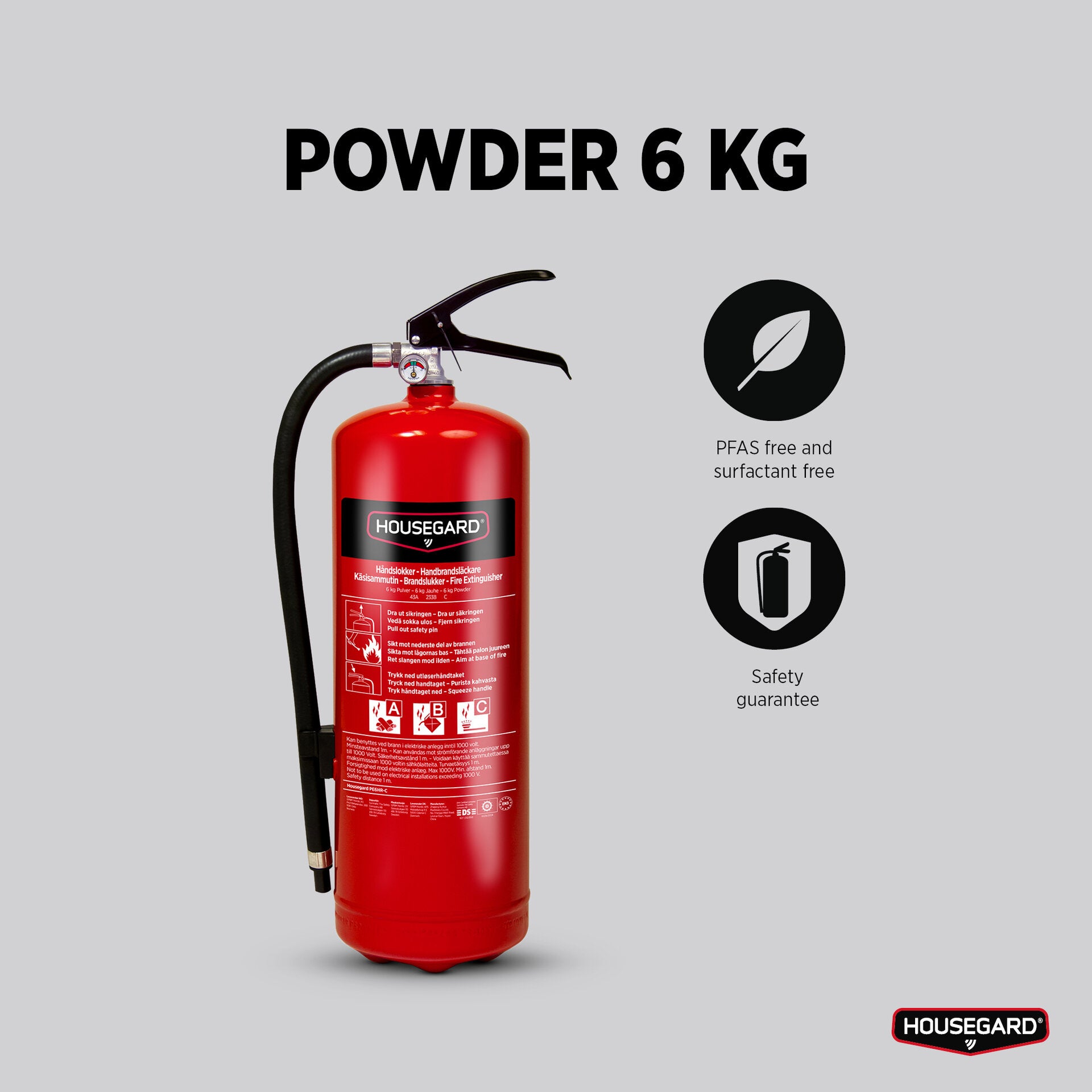 Pulverslukker 6 kg 43A, rød