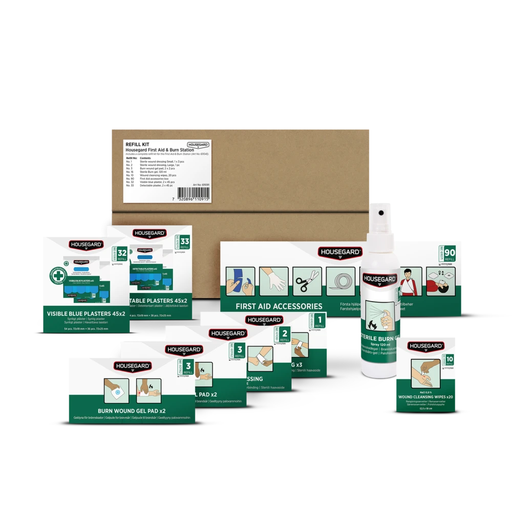Refillpakke til Førstehjelps- & Brannskadestasjon